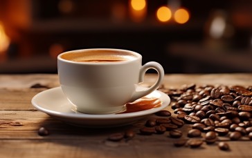 AI Art, Coffee, Cup, Blurred, Blurry Background Wallpaper