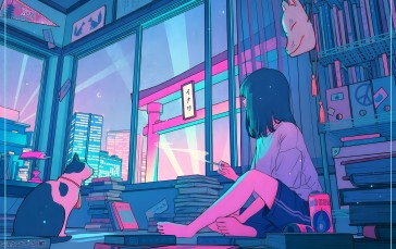 Wacca, Anime Girls, Illustration, Blue Wallpaper