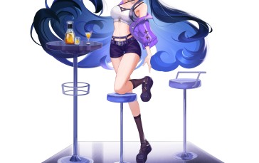 Aura Star, Anime Girls, Belly, Shorts, Alcohol Wallpaper