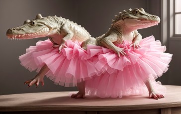 Crocodiles, Pink, Tutu, Dancing, Humor Wallpaper