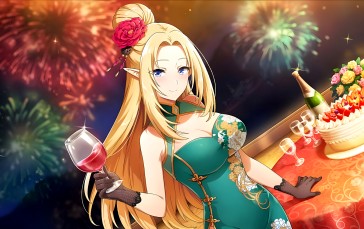 The Eminence in Shadow, Anime, Shadow Garden, Chinese Dress, Fireworks, Alpha Wallpaper