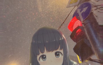 Animeirl, Traffic Lights, Portrait Display, Anime Girls, Rain, Schoolgirl Wallpaper