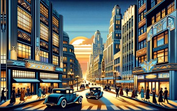 AI Art, Cityscape, Art Deco, Skyscraper, Digital Art Wallpaper