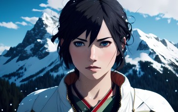 Anime Girls, Stable Diffusion, AI Art, Snow, Mountains Wallpaper