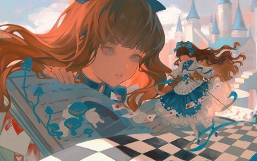 Anime, Anime Girls, Dress, Checkered, Long Hair Wallpaper