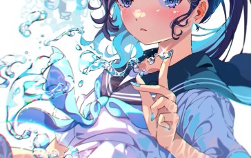 Anime Girls, Portrait Display, Underwater, Bare Midriff, Purple Hair Wallpaper