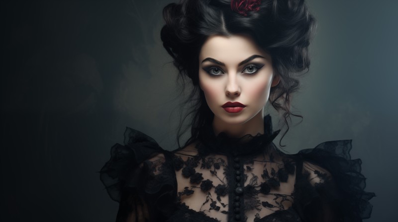 AI Art, Portrait, Victorian, Victorian Clothes, Gothic, Looking at Viewer Wallpaper
