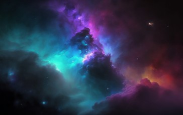 AI Art, Space, Nebula, Colorful, Stars Wallpaper