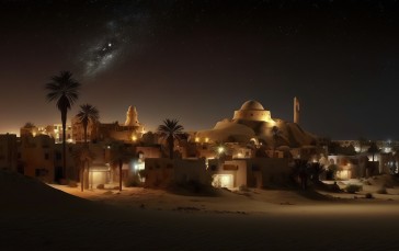 AI Art, Tatooine, Desert, City Wallpaper