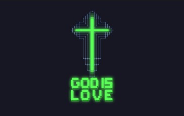 Crucifix, Religion, ASCII Art, Cyberpunk, Neon Wallpaper