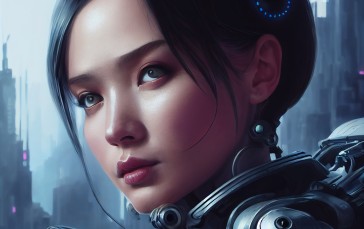 Cyborg, Cyberpunk, Women, Girl in Armor Wallpaper