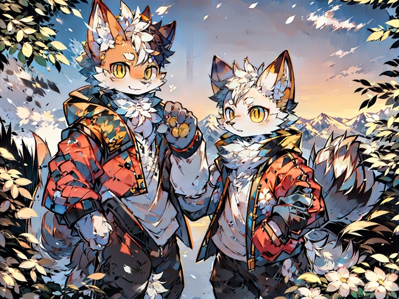 Furry, AI Art, Leaves, Fox Ears, Fox Boy Wallpaper