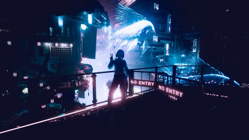 Cyberpunk 2077, Cyberpunk, Koi Fish, Futuristic City Wallpaper