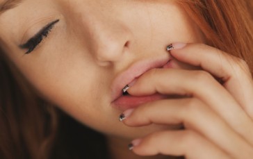 Michelle H Paghie, Pornstar, Redhead, Ukrainian, Closeup, Finger on Lips Wallpaper