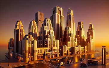 AI Art, Cityscape, Art Deco, Skyscraper Wallpaper