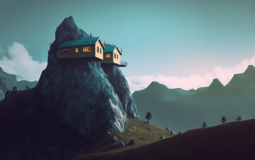 AI Art, Surreal, Mountains, Illustration Wallpaper