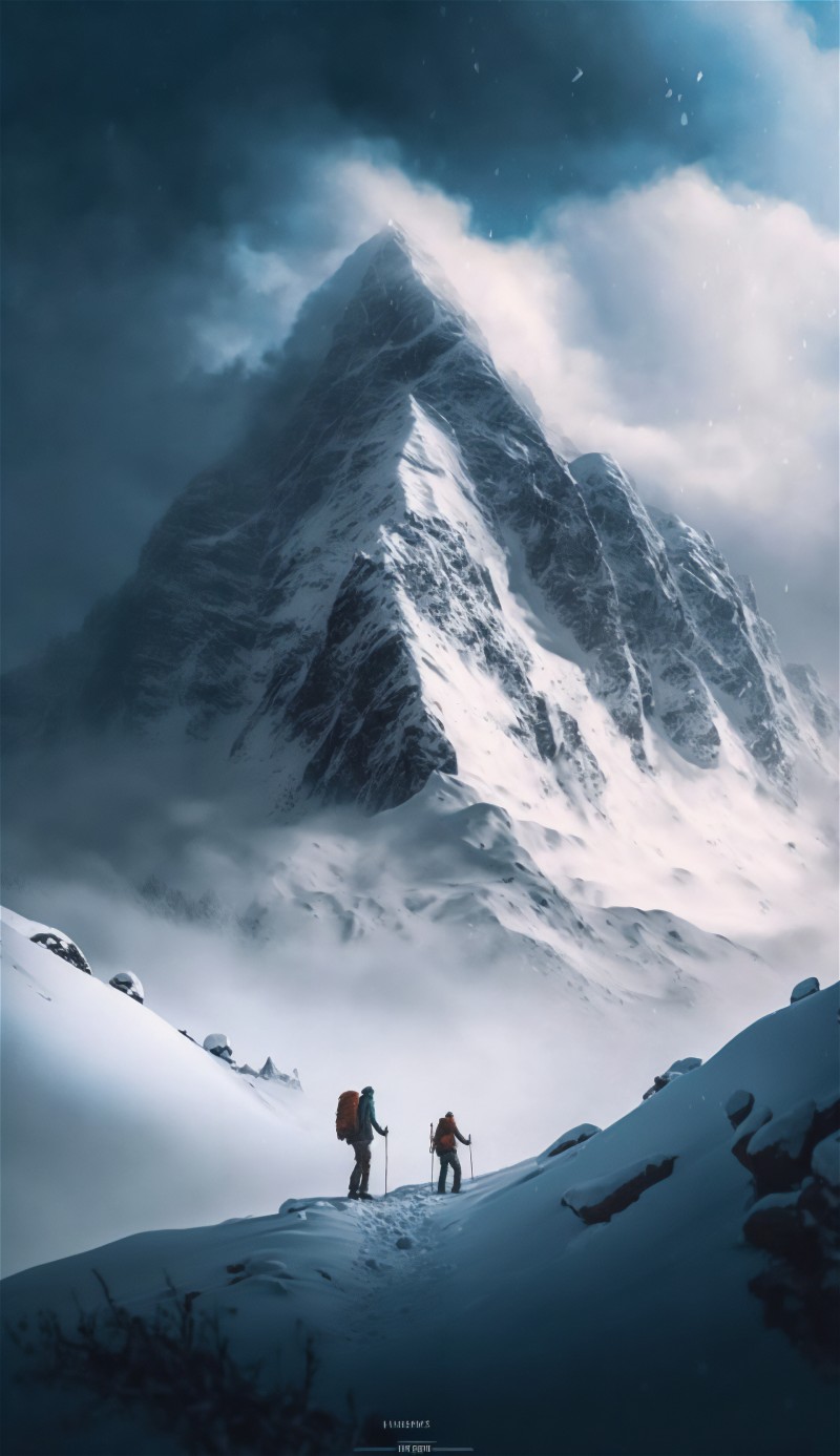AI Art, Portrait Display, Mountains, Mountain Pass, Snow Wallpaper
