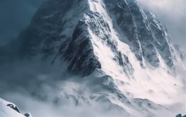 AI Art, Portrait Display, Mountains, Mountain Pass, Snow Wallpaper