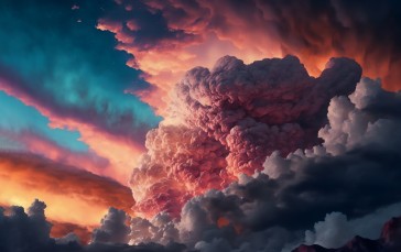 Storm, Clouds, Sunset Glow, AI Art Wallpaper