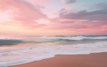 AI Art, Pink, Beach, Waves Wallpaper