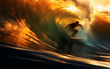 AI Art, Waves, Surfing, Water Wallpaper