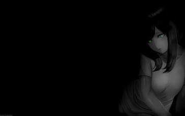 Simple Background, Black Background, Dark Background, Selective Coloring, Anime Girls Wallpaper