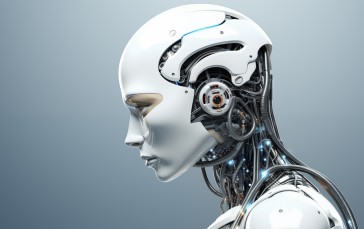 AI Art, Robot, White, Technics, Profile, Science Fiction Wallpaper