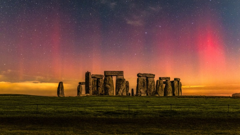 Stonehenge , Aurorae, Nature, Night Sky, UK, Sky Wallpaper