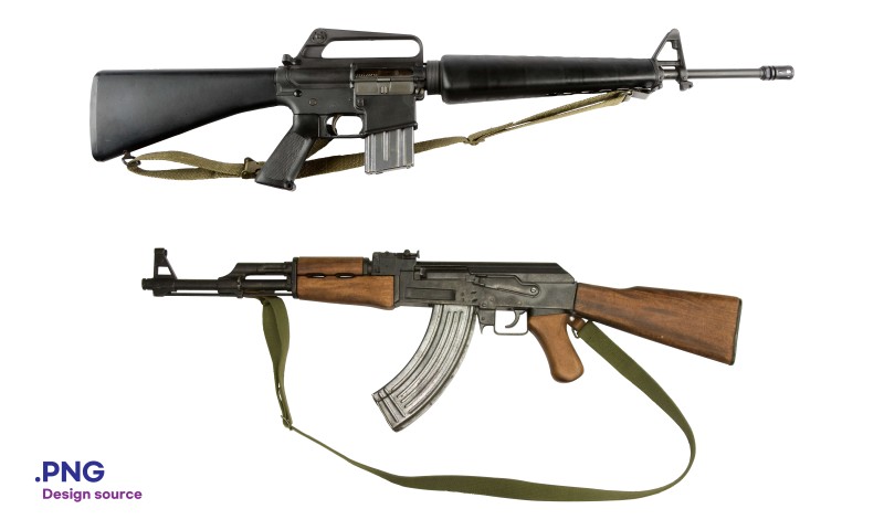 Rifles, Weapon, M16, AK-47, Simple Background, Digital Art Wallpaper
