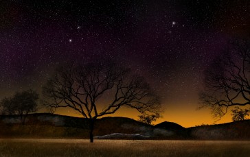 Digital Painting, Digital Art, Nature, Landscape, Starry Night Wallpaper