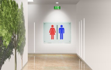 Public Restroom, Signs, Digital Art Wallpaper