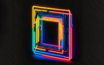 AI Art, Neon, Square, Simple Background, Black Background Wallpaper