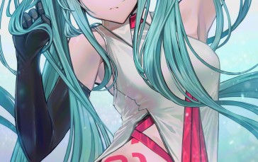Hatsune Miku, Long Hair, Thigh-highs, Vocaloid Wallpaper