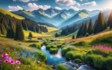 AI Art, Digital Art, Landscape, Mountains Wallpaper