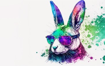 AI Art, Sunglasses, Rabbits, Watercolor Style, Animals Wallpaper