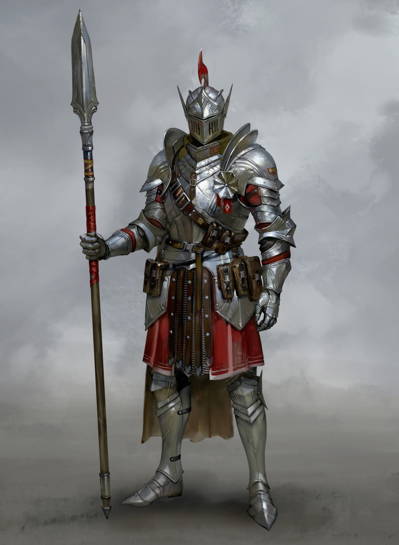 Yelli, Drawing, Warrior, Spear, Armor Wallpaper