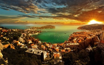 Monaco, Sunrise, Sea, Mediterranean Sea, Water Wallpaper
