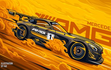 Digital Art, Artwork, Illustration, Vehicle, Car, Mercedes-AMG GT Wallpaper