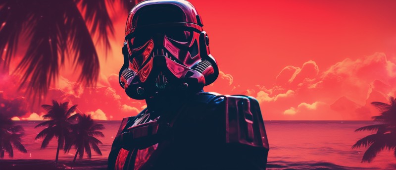 AI Art, Star Wars, Stormtrooper, Synthwave Wallpaper