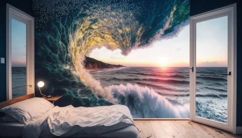 AI Art, Illustration, Surreal, Waves Wallpaper