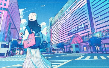 Anime, Anime Girls, Looking Away, Building Wallpaper