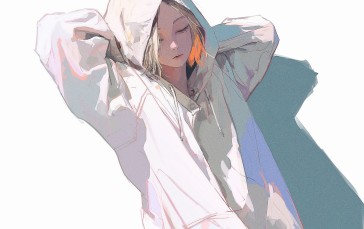 96yottea, Anime, Minimalism, Hoods, White Hoodie Wallpaper