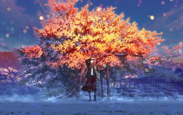 Anime Girls, Snow, Trees, Original Characters, Boots Wallpaper