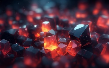 AI Art, Cube, Red, Black, Warm Colors, Ice Cubes Wallpaper