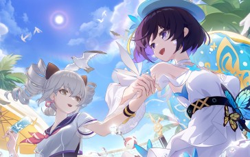 Honkai Impact, Low-angle, Anime Girls, White Dress, Bronya Zaychik Wallpaper