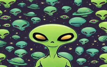 Aliens, Cartoon, Planet, Stars Wallpaper