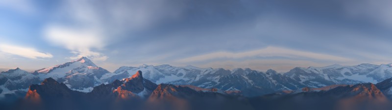 Landscape, Ultrawide, Snowy Mountain, Sky Wallpaper