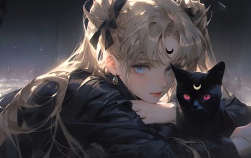 Anime, AI Art, Cats, Blue Eyes, Looking at Viewer Wallpaper