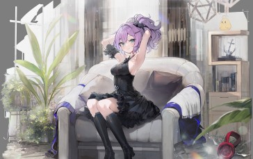 Anime, Anime Girls, Javelin (Azur Lane), Dress, Azur Lane, Sitting Wallpaper