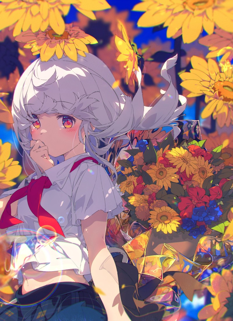 Anime Girls, Ogipote, Gray Hair, Schoolgirl Wallpaper